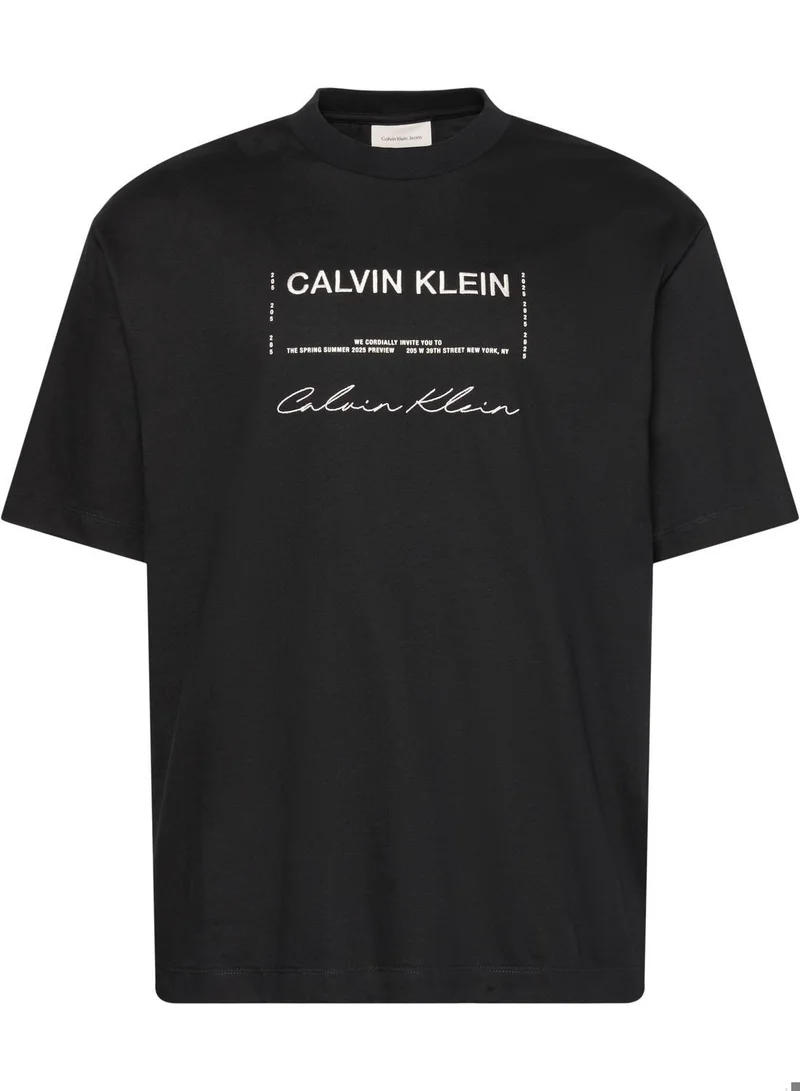 Calvin Klein Jeans Black Dual Logo Graphic Relaxed T-Shirt for Men | Best Price UAE