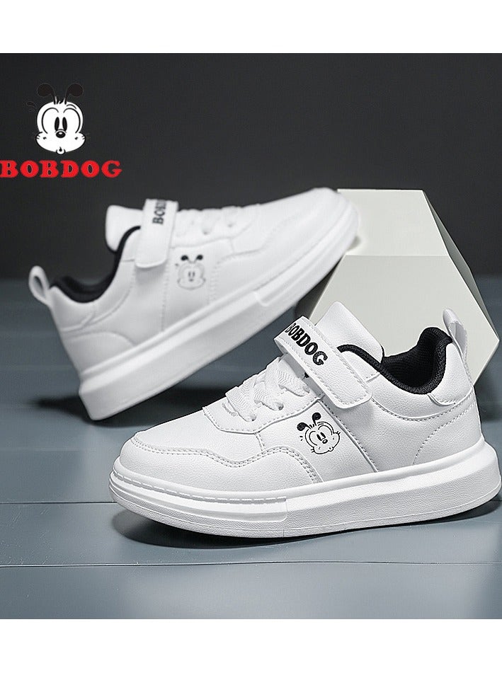 BOBDOG Children's Leather Waterproof White Sports Shoes - Image 1