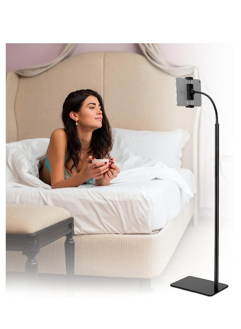 Sturdy Base Lazy Mobile/Tablet Holder Height-Adjustable Stand with 360 Rotatable Phone Holder and Flexible Gooseneck for Leisure Watching and/or Photoshoot & Videography - Image 1