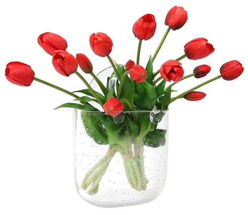BUZFOWU Artificial Latex Tulips Flowers, 15 Pcs Real Touch for Home, Garden, Wedding, Party & Festival Decorations, DIY Flower Arrangements, Orange - Image 1