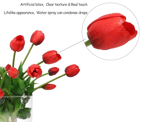 BUZFOWU Artificial Latex Tulips Flowers, 15 Pcs Real Touch for Home, Garden, Wedding, Party & Festival Decorations, DIY Flower Arrangements, Orange - Image 4