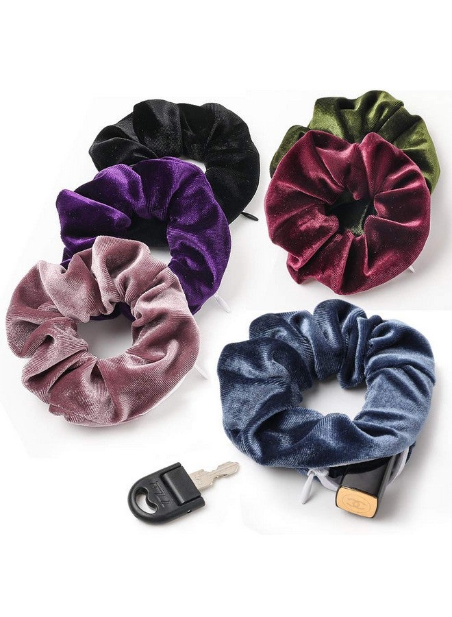 Ivyu Velvet Scrunchies With Pocket Zipper Hair Ties for Women Big Vsco Girl Stuff Scrunchy Hidden Hair Scrunchie Ponytail Holder Elastic Bands Gift for Friend - Image 1