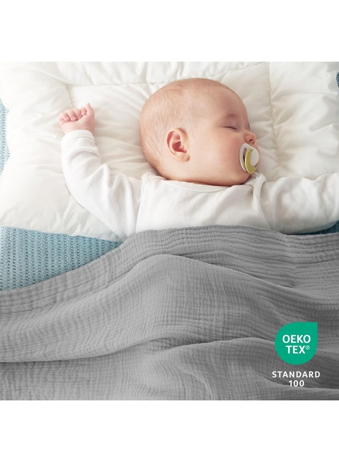 Bedsure Bedsure 100% Cotton Muslin Blanket King Size for Bed - 4-Layer Breathable and Lightweight Thin Soft Gauze Muslin Blanket for Summer, Grey, 108x90 Inches  - Image 3