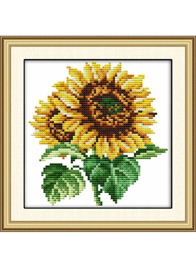 ITSTITCH Printed Cross Stitch Kits 11CT 9X9 inch 100% Cotton Holiday Gift DIY Embroidery Starter Kits Easy Patterns Embroidery for Girls Crafts DMC Stamped Cross-Stitch Supplies NeedleworkThe Sunflower - Image 1