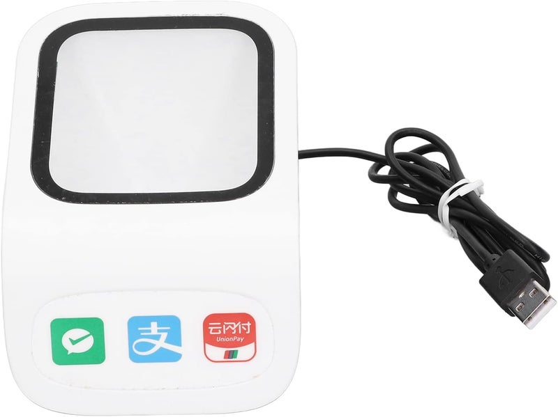 Desktop Barcode Scanner Large Window QR Barcode Scanner USB Interface 2D Barcode Reader Mobile Phone Scan Payment Cashier White Blue - Image 1