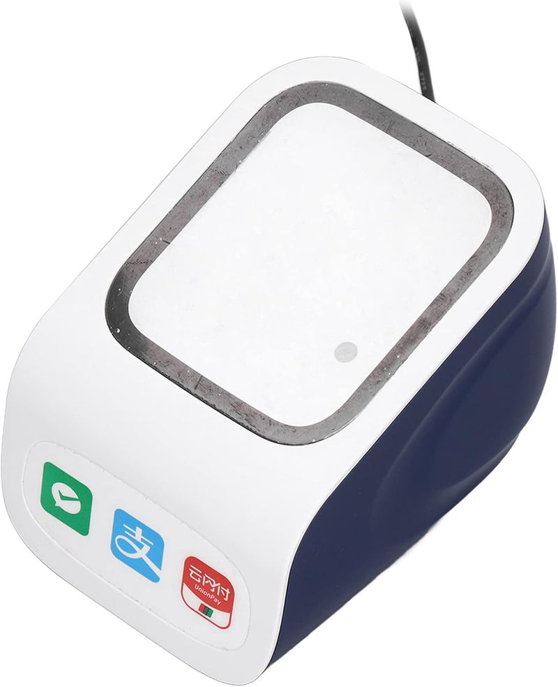Desktop Barcode Scanner Large Window QR Barcode Scanner USB Interface 2D Barcode Reader Mobile Phone Scan Payment Cashier White Blue - Image 3