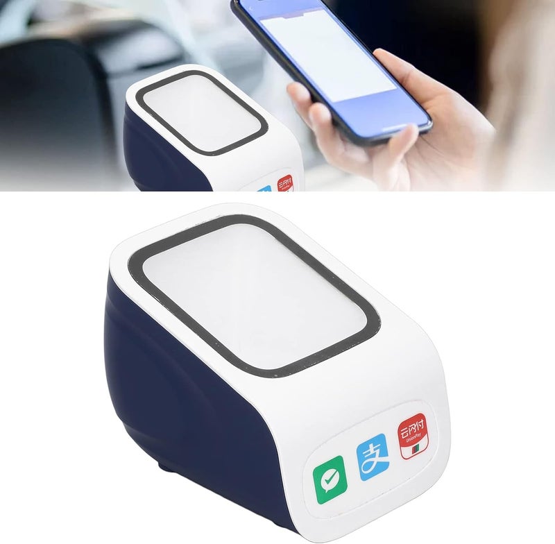 Desktop Barcode Scanner Large Window QR Barcode Scanner USB Interface 2D Barcode Reader Mobile Phone Scan Payment Cashier White Blue - Image 5