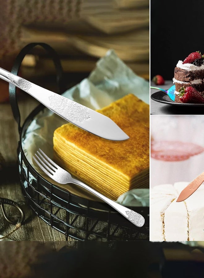مجموعة تقديم كعكة الزفاف قطعتين، مجموعة سكين قطع الكعك للزفاف، قطاعة الكيك وملعقة مسطحة للفطائر، سكين كيك من الستانلس ستيل للزفاف، تتضمن سكين كيك 28 سم وأداة تقديم كيك 26 سم، مناسبة للحفلات والزفاف وأعياد الميلاد والكريسماس - Image 4