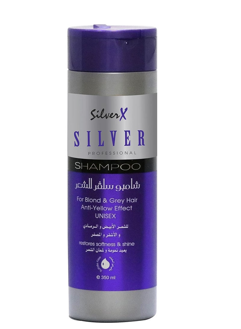 Silver X Silver professional Hair Shampoo 350ml for Blond and Grey Hair Anti Yellow Effect - Image 1