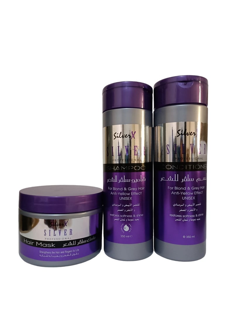 Silver X Silver professional Hair Shampoo 350ml for Blond and Grey Hair Anti Yellow Effect - Image 2