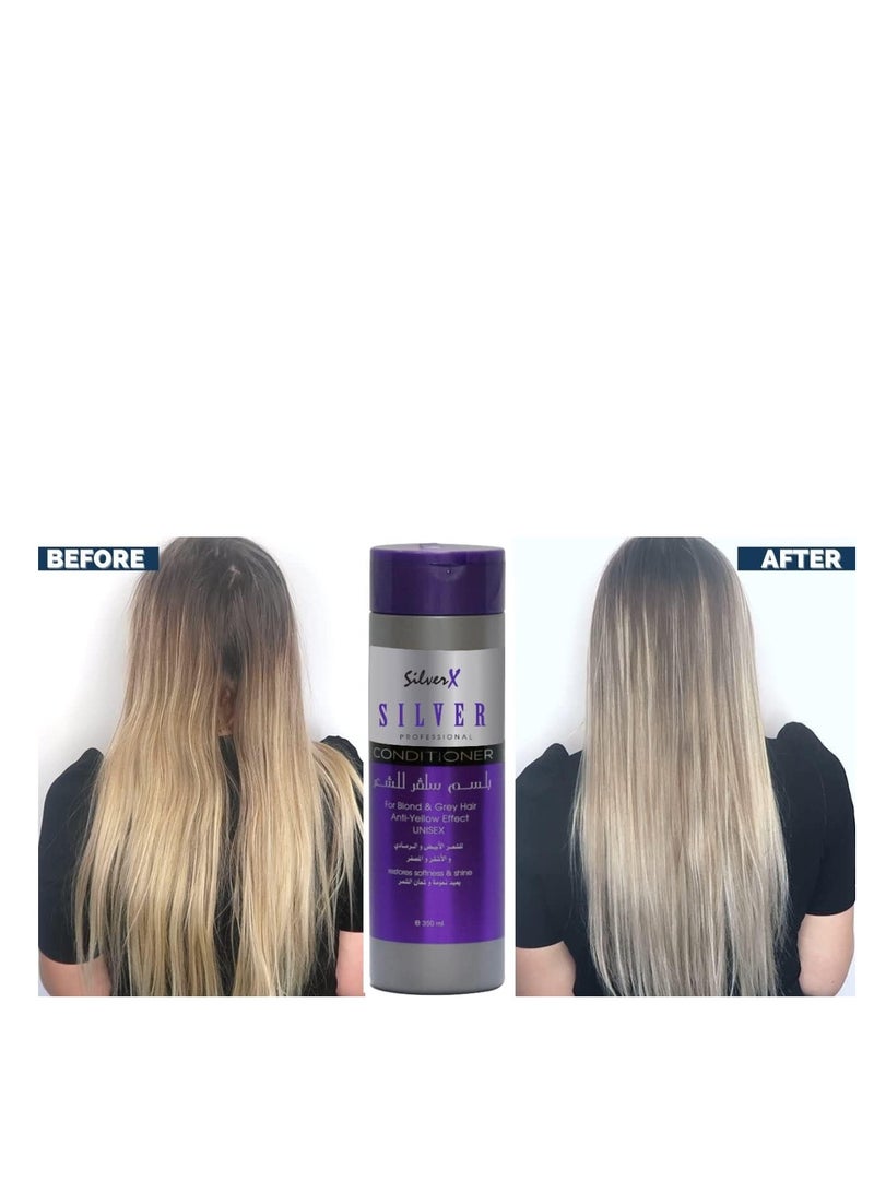 Silver X Silver professional Hair Shampoo 350ml for Blond and Grey Hair Anti Yellow Effect - Image 5
