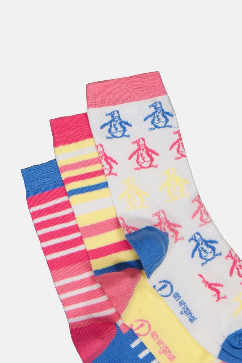 Original Penguin Kids Girl 5 Pairs Allover Print Ankle Socks, Multicolor - Image 2