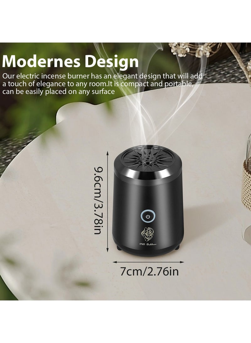 عود بخور مبخرة بخور كهربائية محمولة - مبخرة قابلة لإعادة الشحن مع حجرة تسخين سيراميك، موزع روائح عطرية بشحن USB، تصميم صغير الحجم للاستخدام في المنزل والمكتب والسيارة والسفر - Image 4