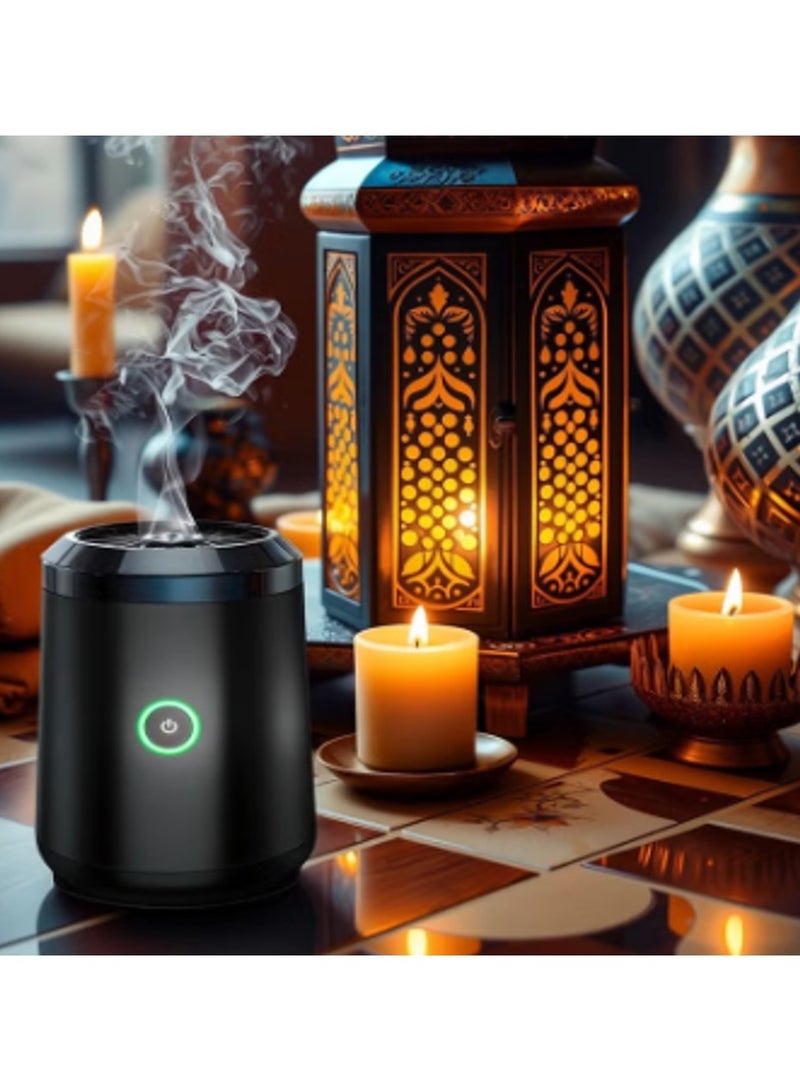 عود بخور مبخرة بخور كهربائية محمولة - مبخرة قابلة لإعادة الشحن مع حجرة تسخين سيراميك، موزع روائح عطرية بشحن USB، تصميم صغير الحجم للاستخدام في المنزل والمكتب والسيارة والسفر - Image 3