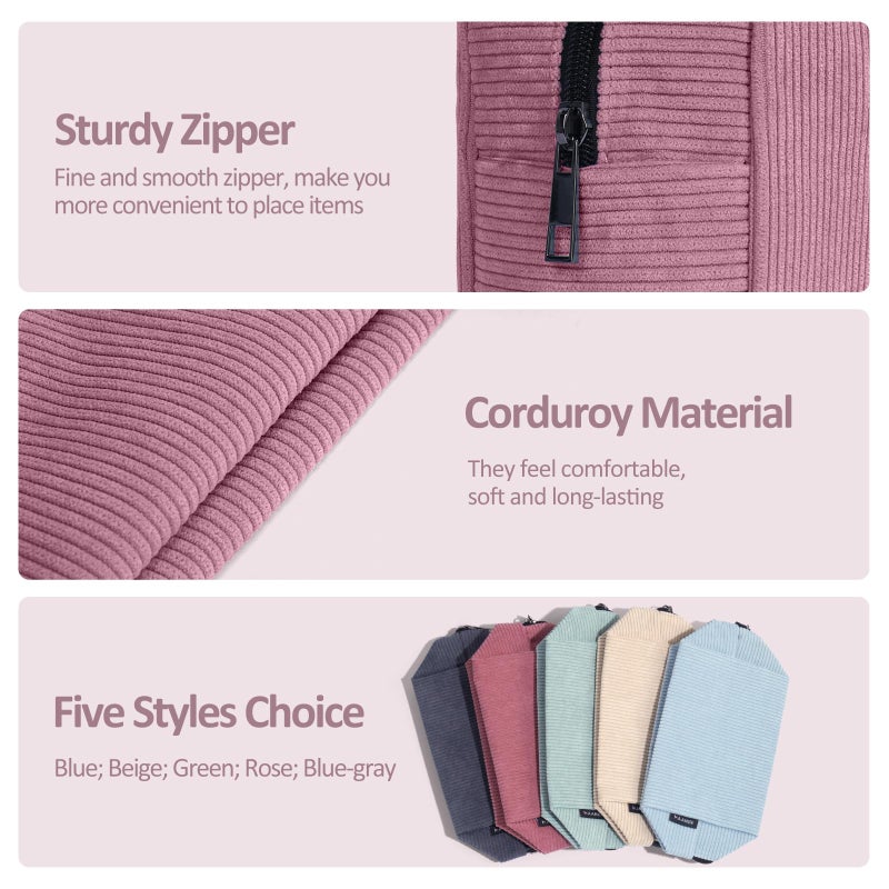 MAANGE Cosmetic Bags for Women Small Makeup Bag for Purse Corduroy Makeup Pouch Travel Makeup Bag with Metal Zipper Make Up Bag for Travelling(PINK) - Image 4