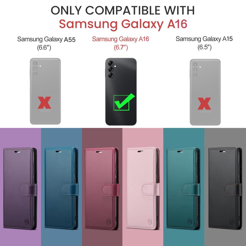 FLIPALM Wallet Case for Samsung Galaxy A16 5G, RFID Blocking Credit Card Holder, PU Leather Folio Flip Kickstand Protective Shockproof Cover for Galaxy A16 (Purple) - Image 2