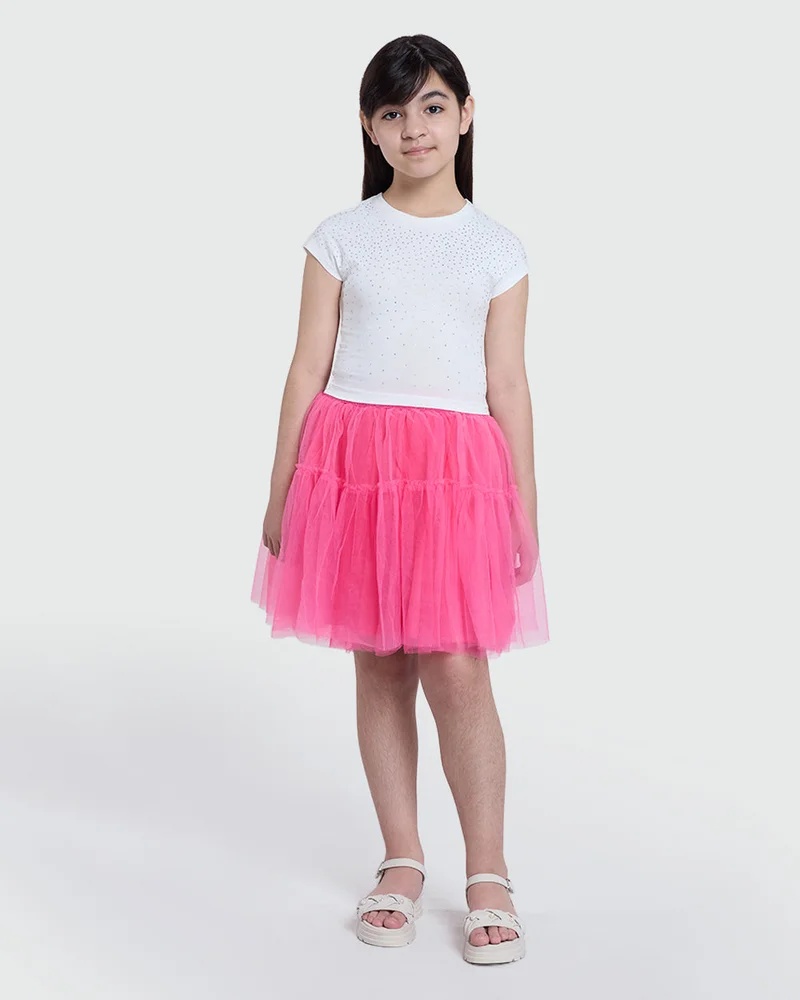 Ovs Mesh Skirt In Sangria Sunset By OVS