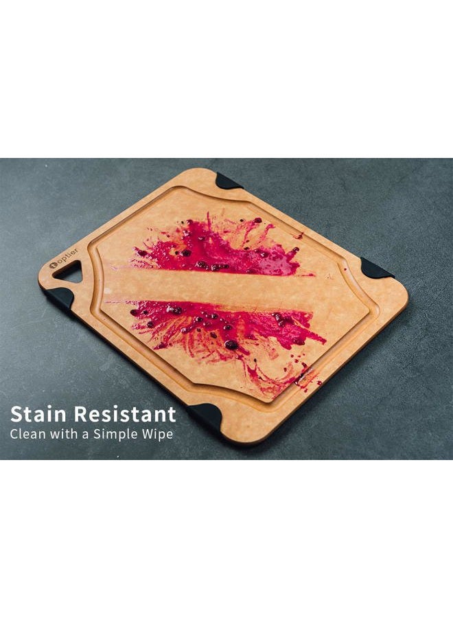 TOPTIER Cutting Board for Kitchen, Wood Fiber Cutting Board, Non-Slip Series Wooden Chopping Board, Dishwasher Safe, Juice Grooves Small (11.5 x 9.25) Beige WF-SC003-A - Image 3
