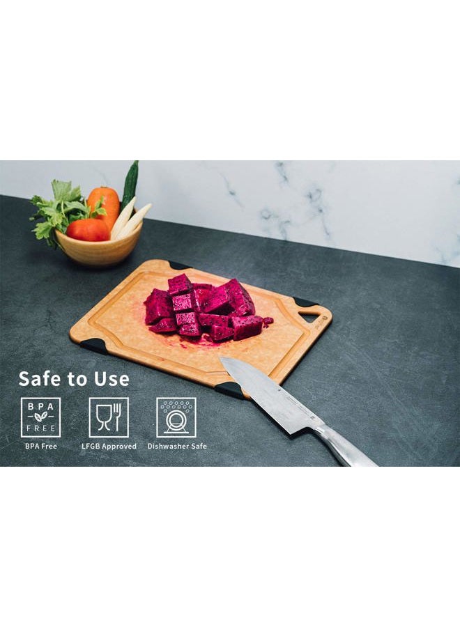 TOPTIER Cutting Board for Kitchen, Wood Fiber Cutting Board, Non-Slip Series Wooden Chopping Board, Dishwasher Safe, Juice Grooves Small (11.5 x 9.25) Beige WF-SC003-A - Image 2