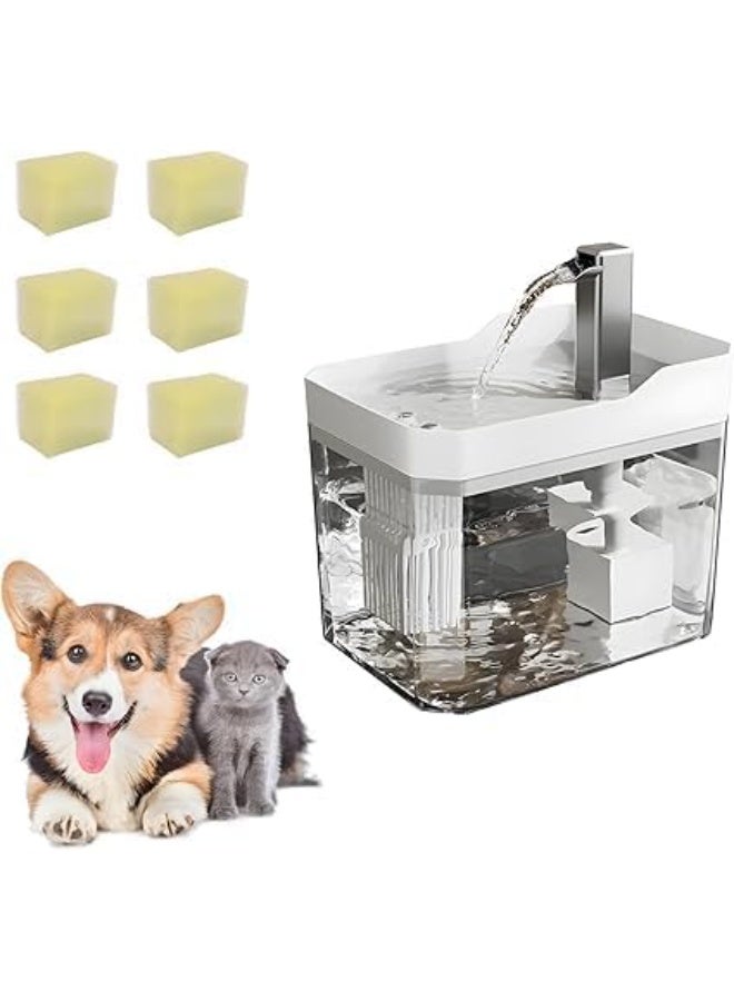 2.5L Pet Water Fountain for Cats & Dogs – Automatic Transparent Dispenser w/Faucet Flow, 6 Filters, Ultra Quiet Pump, BPA-Free – For Small & Medium Pets - Image 2