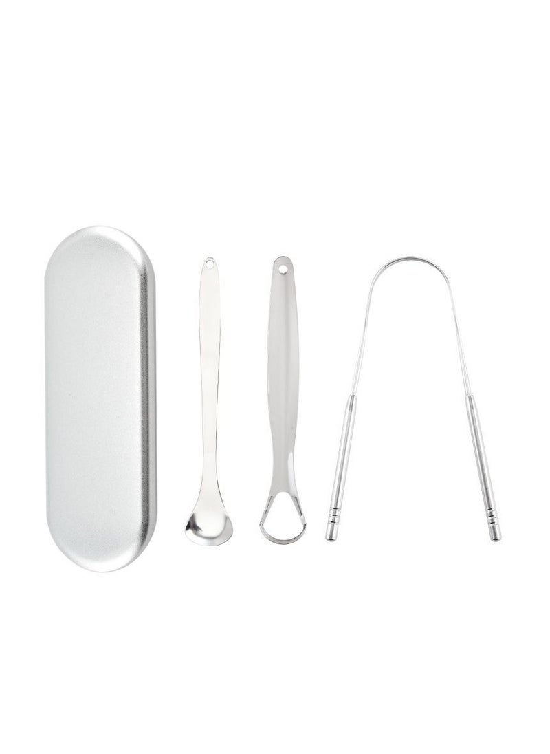 Arabest Tongue Scraper Tongue, Cleaner Stainless Steel Tongue Scrapers with Travel Case for Oral Cleaning, Professional Tongue Cleaners for Fresher Breath (3 Shapes Tongue Scrapers) 3 Pieces  - Image 1