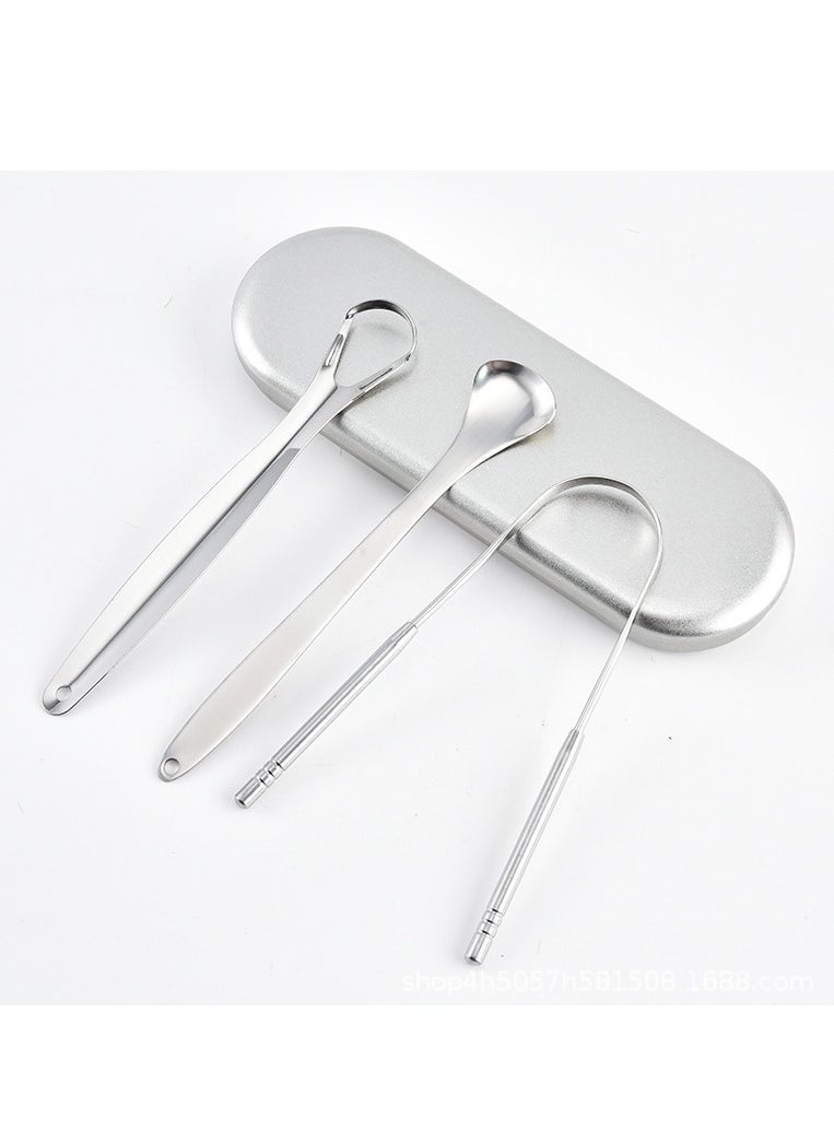 Arabest Tongue Scraper Tongue, Cleaner Stainless Steel Tongue Scrapers with Travel Case for Oral Cleaning, Professional Tongue Cleaners for Fresher Breath (3 Shapes Tongue Scrapers) 3 Pieces  - Image 4