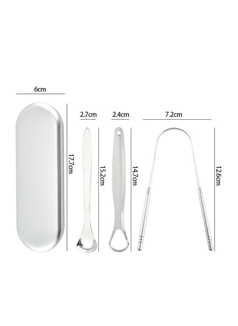 Arabest Tongue Scraper Tongue, Cleaner Stainless Steel Tongue Scrapers with Travel Case for Oral Cleaning, Professional Tongue Cleaners for Fresher Breath (3 Shapes Tongue Scrapers) 3 Pieces  - Image 2