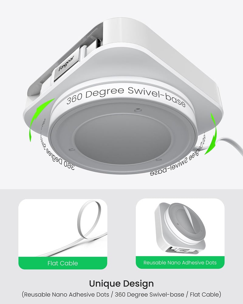 فاسجير كابل USB C قابل للسحب من ، سرعة شحن سريعة 60 واط PD/PPS، كابل شحن من USB C إلى USB C لأجهزة i-Phone 17، 16 Pro، i-Pad Pro، Mac-Book، Samsung، كابل من نوع Type C قابل للدوران 360 درجة (طول 1.4 متر، أبيض نقي) - Image 4