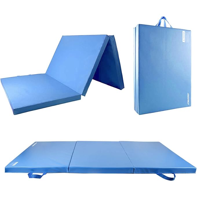 RitFit Upgraded Tri-Fold Folding Thick Exercise Mat 6x3 with Carrying Handles for MMA, Gymnastics, Stretching, Core Workouts (Sky Blue(3' x 6')) - Image 3