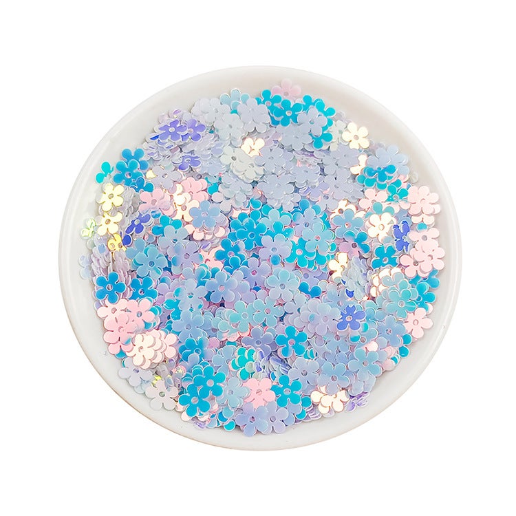 Ya Le Duo flower sequins 7MM five-petal plum flower beads in the hole plane milk color perforated DIY jewelry accessories sequins C17 Golden White