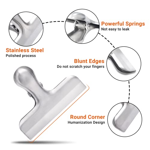 Joyberg 6 Pack Bag Clips, Stainless Steel Chip, Chip Clips Food Clip, Heavy Duty Air Tight Seal Kitchen Clip Snack Food Bag Clamp - Image 2