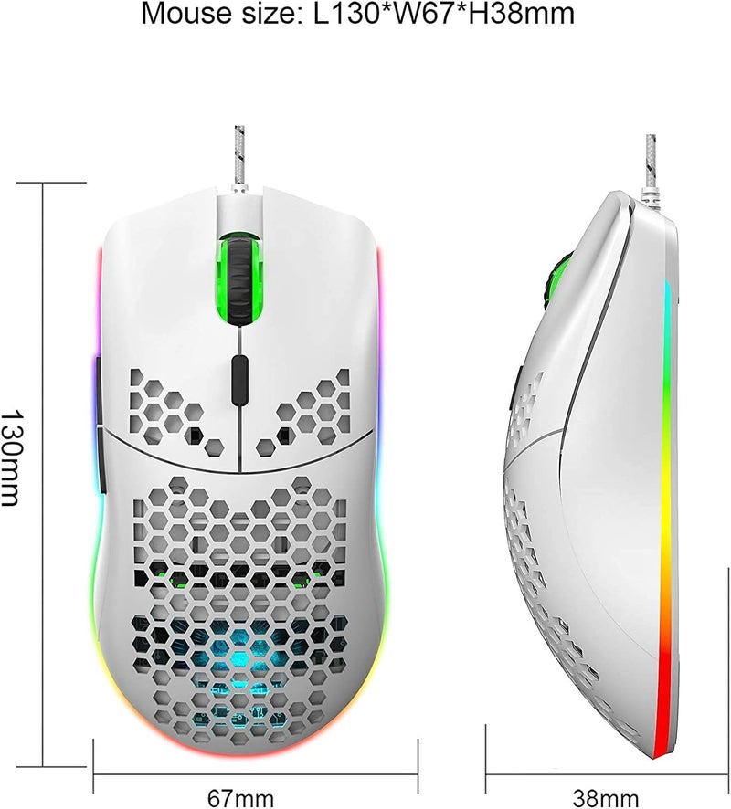 Aerbee USB Gaming Mouse, Honeycomb Hollow Design Ergonomic Wired Mouse with Backlight, up to 6400 DPI, RGB Gaming Mouse for Mac, Laptop, Computer, PC - Image 5