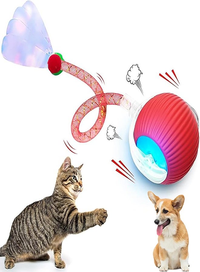 LEEHON Interactive Cat Toys for Indoor Cats, Speedy 2.0 Cat Toy with Elastic Mesh Tail, Automatic Cat Toy for Bored Indoor Adult Cats, Rechargeable Smart Kitten Moving Ball Toys (Red) - Image 1