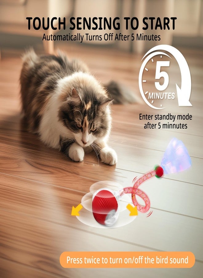 LEEHON Interactive Cat Toys for Indoor Cats, Speedy 2.0 Cat Toy with Elastic Mesh Tail, Automatic Cat Toy for Bored Indoor Adult Cats, Rechargeable Smart Kitten Moving Ball Toys (Red) - Image 5