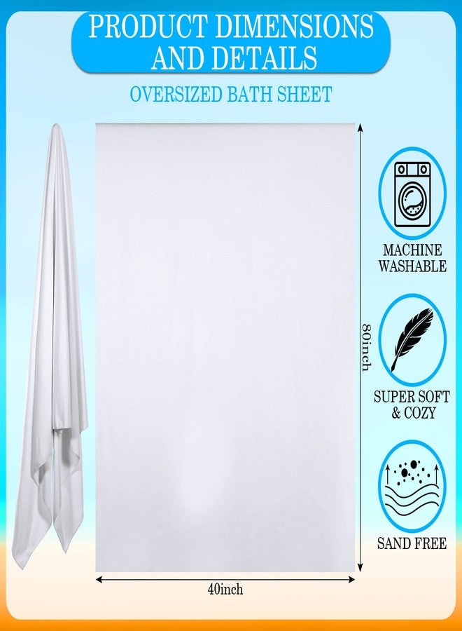 Macarrie 4 Pieces Oversized Bath Towels Luxurious Beach Towels 400GSM 40 x 80 Inch Large Soft Microfiber Towel Jumbo Bath Towels for Adults Pool Sports Beach Party Sublimation Towel DIY Gift(White) - Image 2