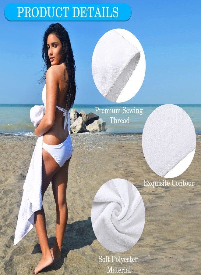 Macarrie 4 Pieces Oversized Bath Towels Luxurious Beach Towels 400GSM 40 x 80 Inch Large Soft Microfiber Towel Jumbo Bath Towels for Adults Pool Sports Beach Party Sublimation Towel DIY Gift(White) - Image 5