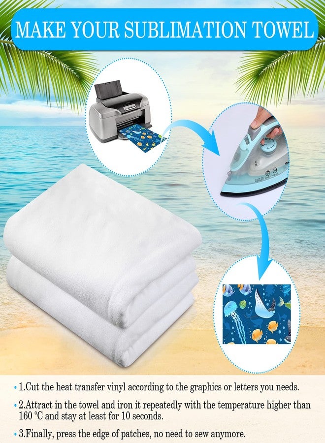 Macarrie 4 Pieces Oversized Bath Towels Luxurious Beach Towels 400GSM 40 x 80 Inch Large Soft Microfiber Towel Jumbo Bath Towels for Adults Pool Sports Beach Party Sublimation Towel DIY Gift(White) - Image 4