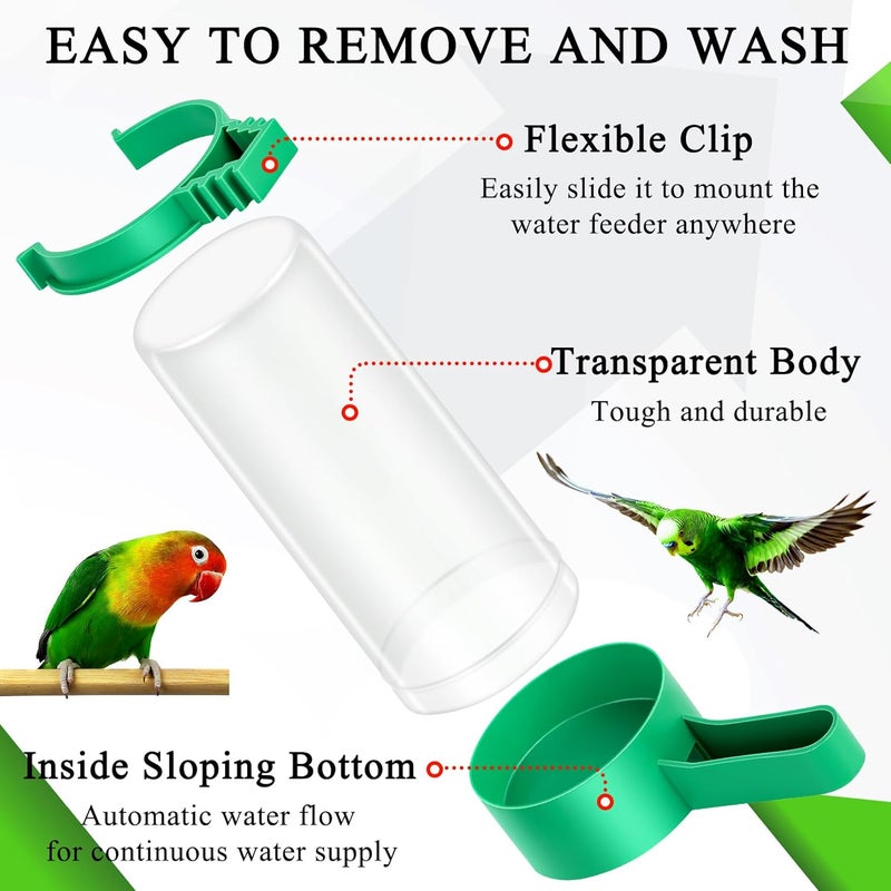 لا موتور Lamoutor 8Pcs Bird Water Feeder Plastic Drinker Feeder Water Clip for Parrots Budgie Cockatiel Lovebirds - Image 3