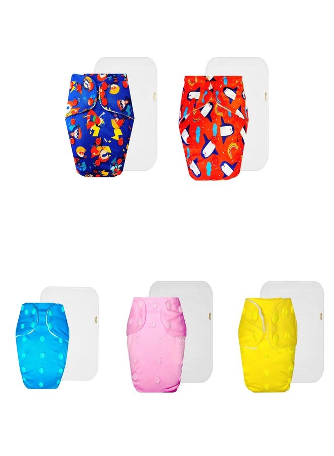 حفاضات دمبلدو القماشية الممتازة مع حشوة قطنية (عبوة من 5) | ملائمة تمامًا | مانعة للتسرب | مناسبة للسفر | مصممة من قبل الأمهات | من 3 أشهر إلى 3 سنوات | للجنسين - Image 1