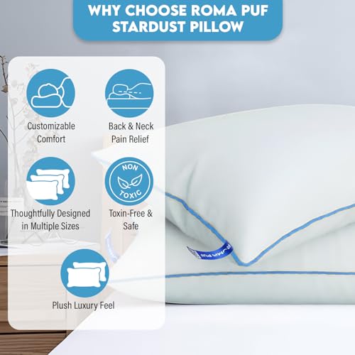 ROMA PUF Stardust Virgin Microfiber Pillow | Pack of 1 (24x16 Inch) | Height Adjustable | Orthopedic | Toxin-Free | Soft & Supportive for Neck Back Shoulder Cervical Side Sleeping, White - Image 3
