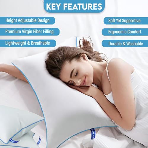 ROMA PUF Stardust Virgin Microfiber Pillow | Pack of 1 (24x16 Inch) | Height Adjustable | Orthopedic | Toxin-Free | Soft & Supportive for Neck Back Shoulder Cervical Side Sleeping, White - Image 2