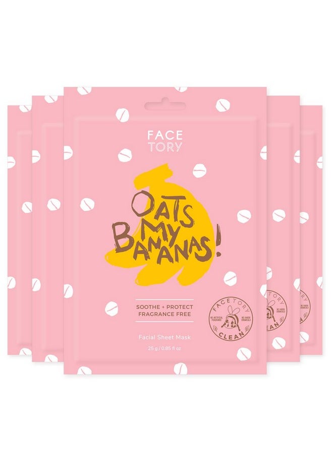 FACETORY Acetory Oats My Bananas Soothing Sheet Mask With Oats Extract (Pack Of 5) Soft Banana Fiber Mask Material For All Skin Types Soothing Moisturizing Radiance Boosting  - Image 1