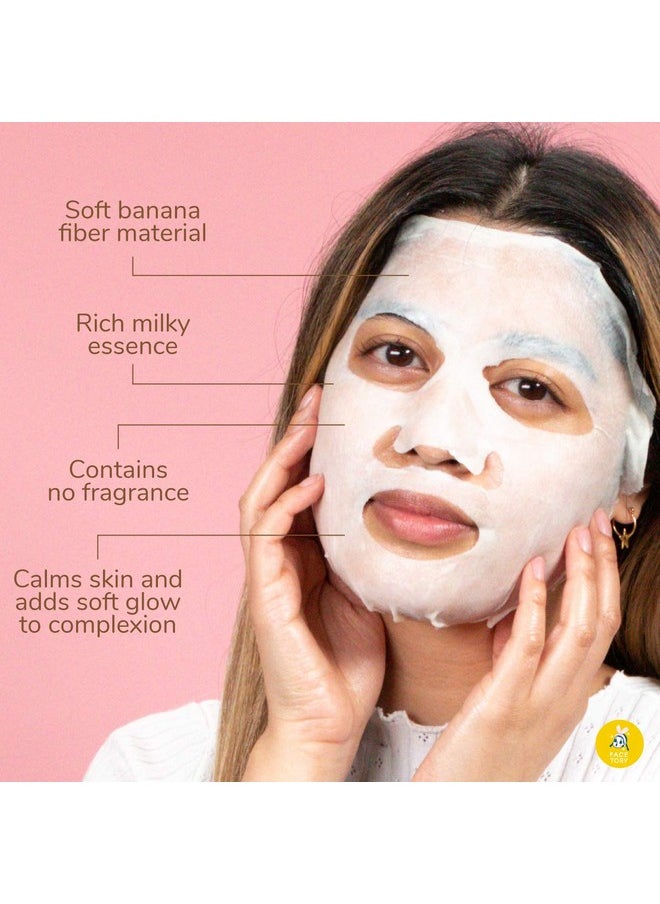 FACETORY Acetory Oats My Bananas Soothing Sheet Mask With Oats Extract (Pack Of 5) Soft Banana Fiber Mask Material For All Skin Types Soothing Moisturizing Radiance Boosting  - Image 4