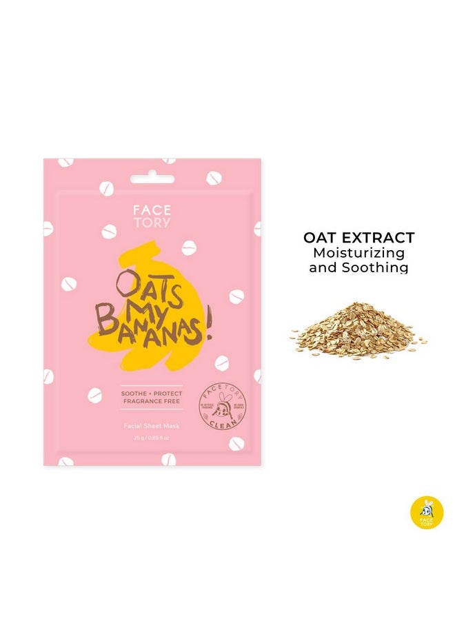 FACETORY Acetory Oats My Bananas Soothing Sheet Mask With Oats Extract (Pack Of 5) Soft Banana Fiber Mask Material For All Skin Types Soothing Moisturizing Radiance Boosting  - Image 3