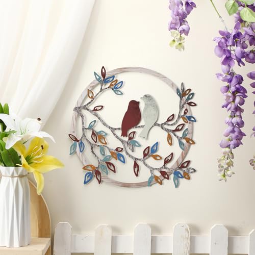 Ferraycle Metal Wall Art Bird on Tree Branch Silhouette Bird Art Decor for Living Room Garden Bedroom Office Home Wall Housewarming Party Decor(Vintage Color) - Image 3