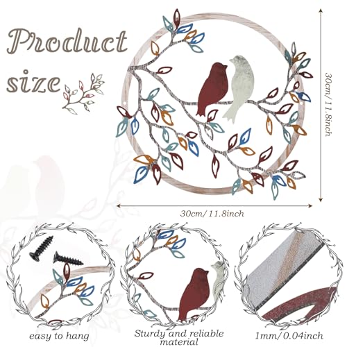 Ferraycle Metal Wall Art Bird on Tree Branch Silhouette Bird Art Decor for Living Room Garden Bedroom Office Home Wall Housewarming Party Decor(Vintage Color) - Image 2