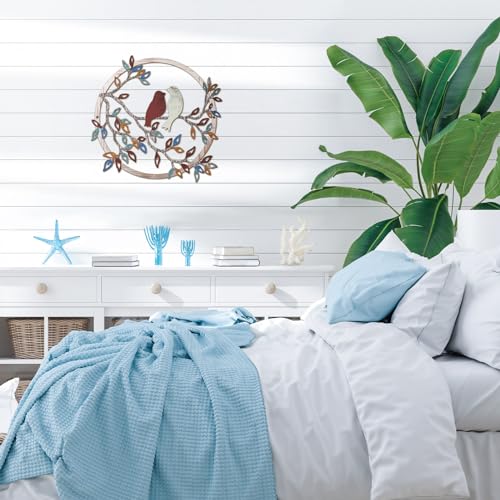 Ferraycle Metal Wall Art Bird on Tree Branch Silhouette Bird Art Decor for Living Room Garden Bedroom Office Home Wall Housewarming Party Decor(Vintage Color) - Image 4