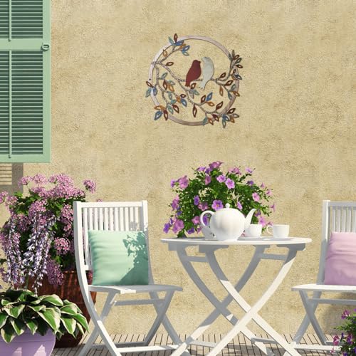Ferraycle Metal Wall Art Bird on Tree Branch Silhouette Bird Art Decor for Living Room Garden Bedroom Office Home Wall Housewarming Party Decor(Vintage Color) - Image 5