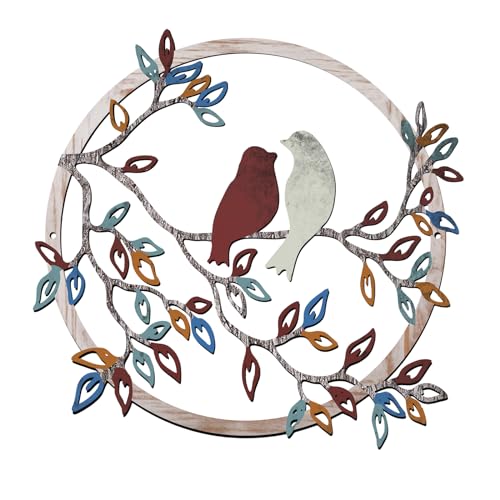 Ferraycle Metal Wall Art Bird on Tree Branch Silhouette Bird Art Decor for Living Room Garden Bedroom Office Home Wall Housewarming Party Decor(Vintage Color) - Image 1