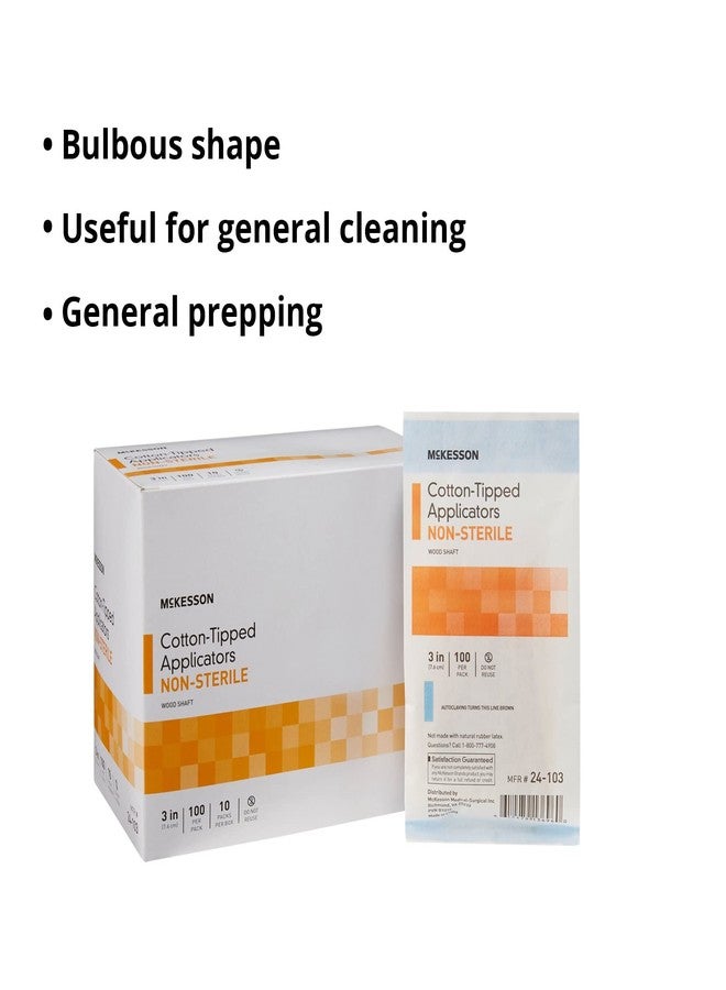 McKesson Cotton-Tipped Applicator Swabstick, Non-Sterile, Wood Shaft, 3 in, 100 Count, 10 Packs, 1000 Total - Image 4